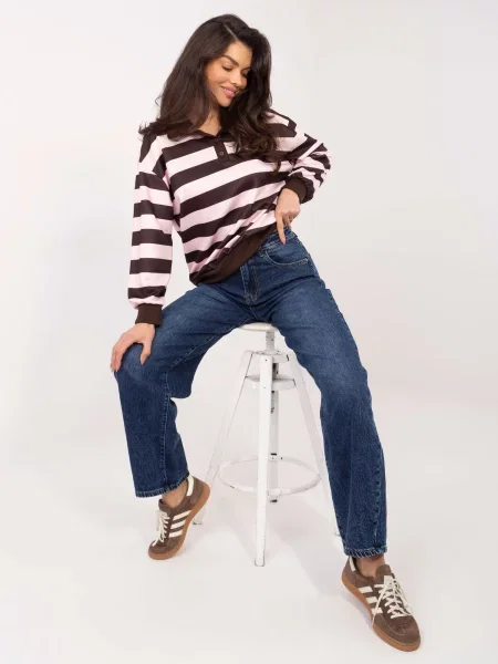 Pulover Italy Moda cu dungi maro