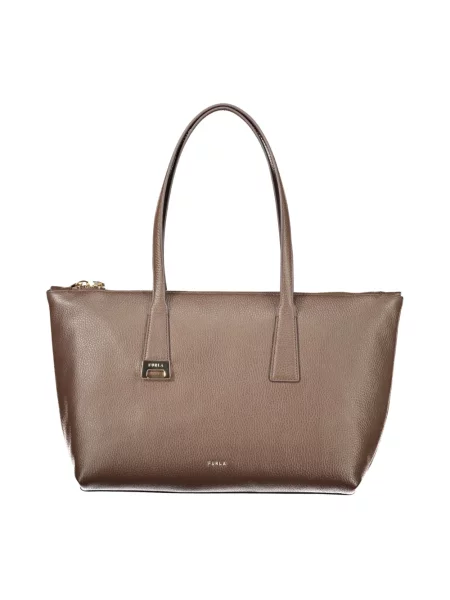 Furla torebka shopper skórzana Olivia M Tote brązowa