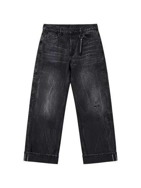 Blugi drepți G-star Raw zdrențuiți negru