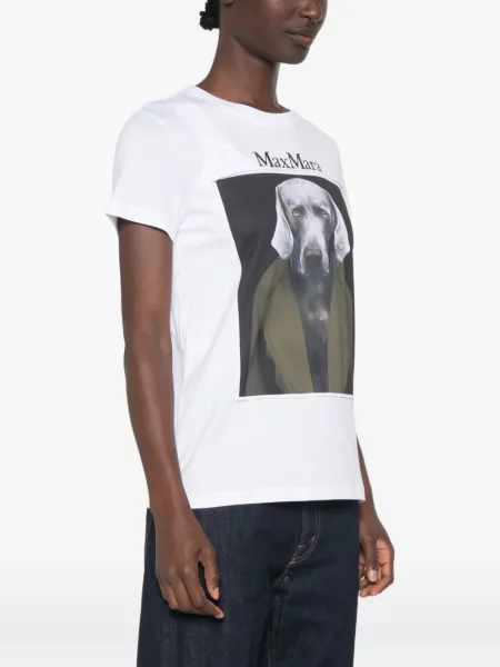 Scurt tricou Max Mara cu imagine alb
