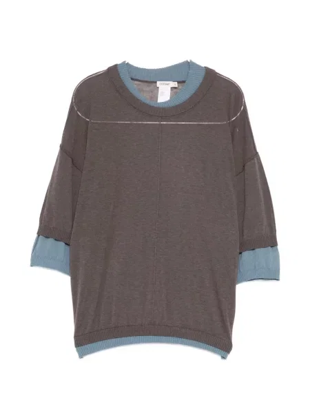 Kołnierzykowy top Cotemp brązowy