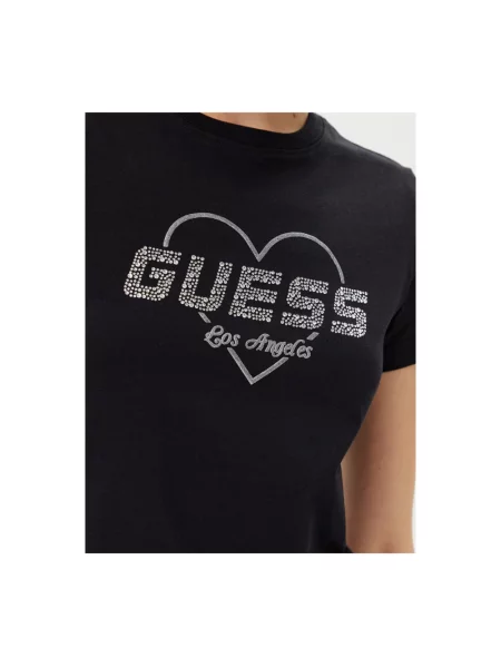 T-shirt z obszyciem kamieniami stras model ‘NARCISO’ Guess Activewear czarna
