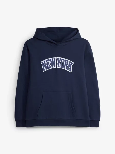 Bluza z kapturem z czystej bawełny niebieska