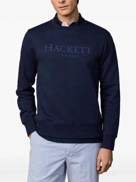 Pulover Hackett London cu decolteu rotund albastru