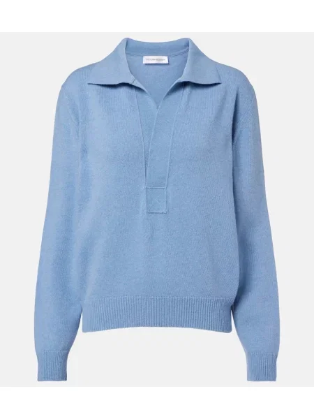 Tricou polo Victoria Beckham de lână albastru
