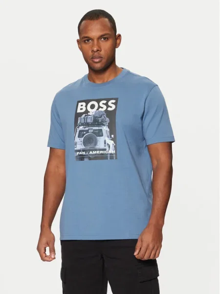 BOSS Tricou Te_Mextour albastru