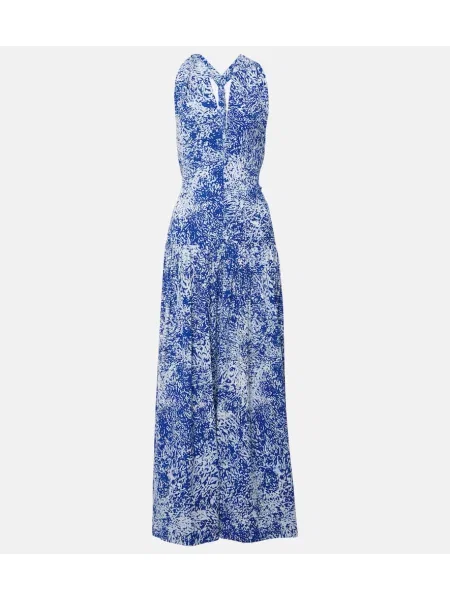 Rochie maxi Proenza Schouler cu imagine de costum albastru