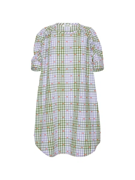 Rochie midi Henrik Vibskov în carouri până la genunchi de costum albastru