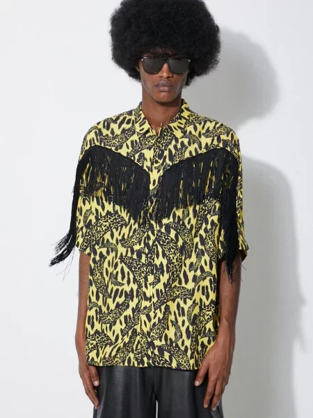 Риза Fiorucci Banimalier Print Fringed Shirt мъжка със стандартна кройка жълто