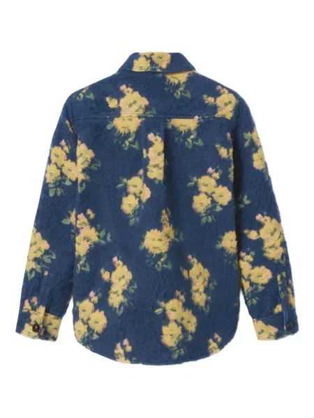 Geacă La Doublej cu model floral din jacard albastru