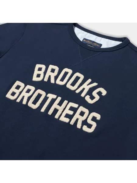 Haftowana bluza nierozpinana Brooks Brothers frotte niebieska
