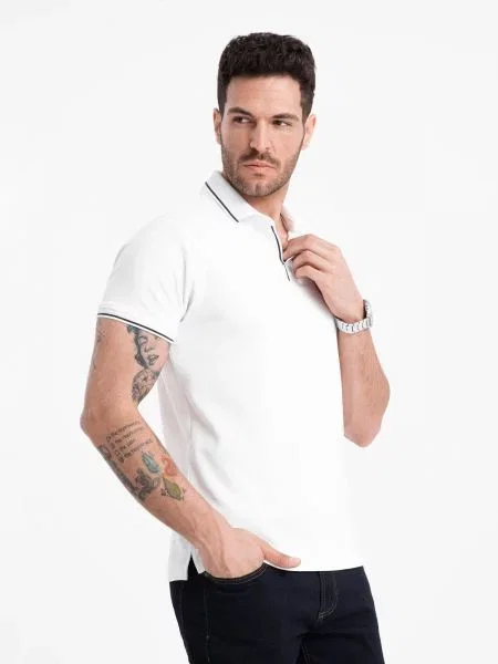 Polo Ombre tricotate alb