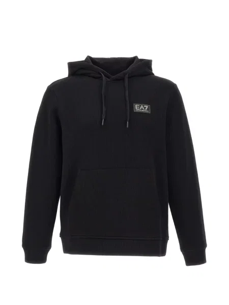 Hanorac cu glugă Ea7 Emporio Armani cu autograf negru
