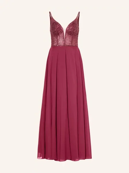 Hey Kyla Večerní Šaty S Flitry A Ozdobnými Kamínky tmavě červená