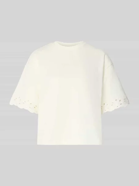Pudełkowy krój t-shirt z mieszanki bawełny model CHILLI SUMMER' Pieces biała
