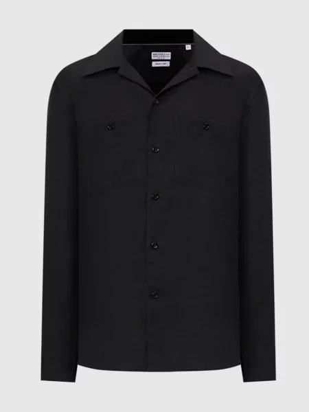 Сорочка з льону Brunello Cucinelli чорна