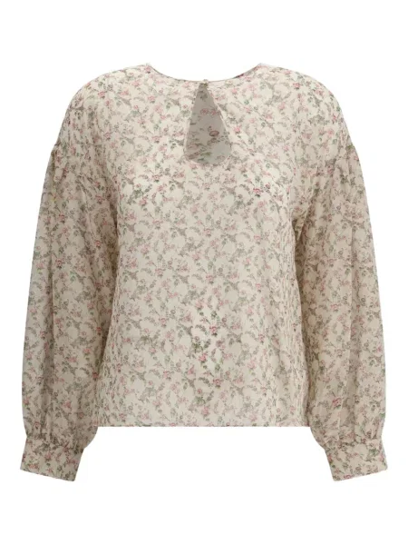Bluză Kristina Ti de mătase cu model floral cu imagine