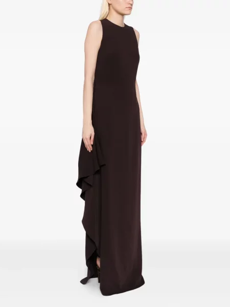 Rochie Amsale din crep de costum maro