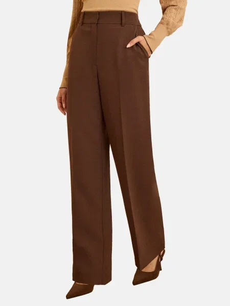 Love & roses Pantaloni cu dungă ciocolatiu