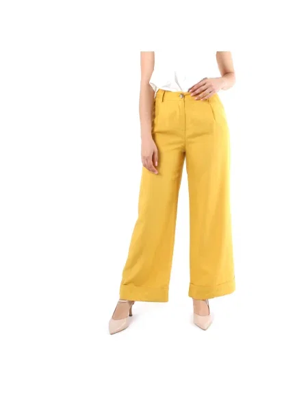 Pantaloni Crochè galben