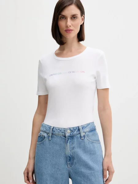 Тениска United Colors of Benetton дамска червено бяло