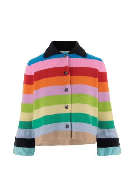 Kołnierzykowy kardigan Allude w paski niebieski