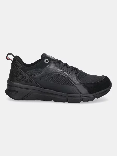 Tommy Hilfiger Sneakers cu adaos de piele negru