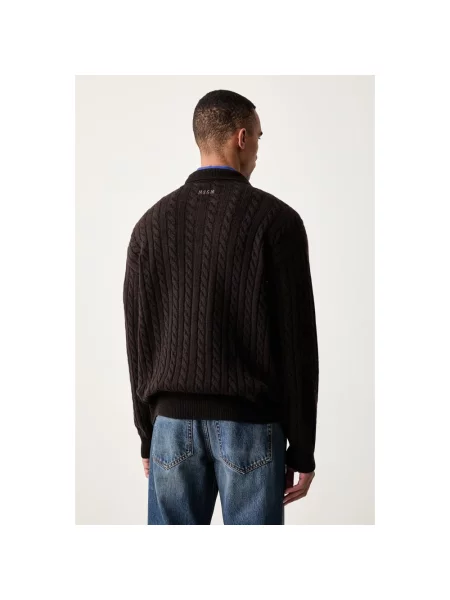 MSGM sweter z wełny merino brązowy