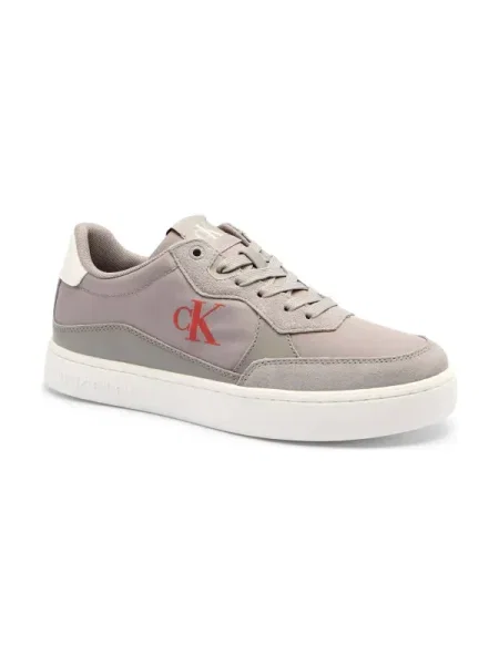 Calvin Klein Jeans Sneakers tornacipő bőr hozzáadásával szürke