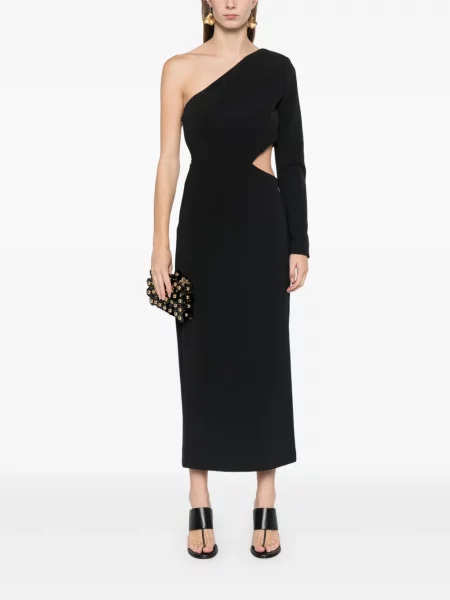 Rochie midi Twinset până la genunchi cu un umăr gol de costum negru