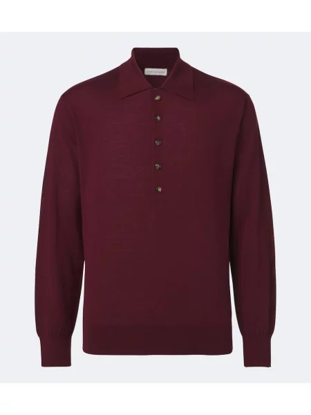 Tricou polo Dries Van Noten de lână roșu