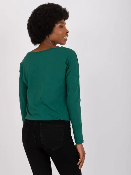 Bluză Fashionhunters cu mâneci lungi lungă verde