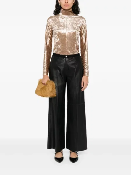Pantaloni Forte_forte din piele negru