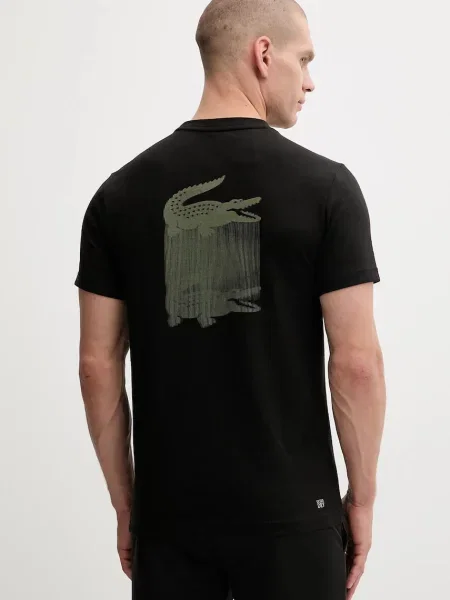 Тениска Lacoste с принт черно