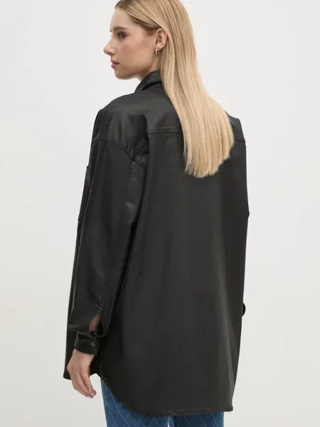 Košile Pepe Jeans OVERSHIRT relaxed s klasickým límcem černá
