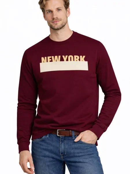 Пуловер Jumper с качулка винено червено