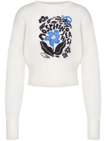 Sweter wełniany Moschino Jeans wełniany w kwiatki