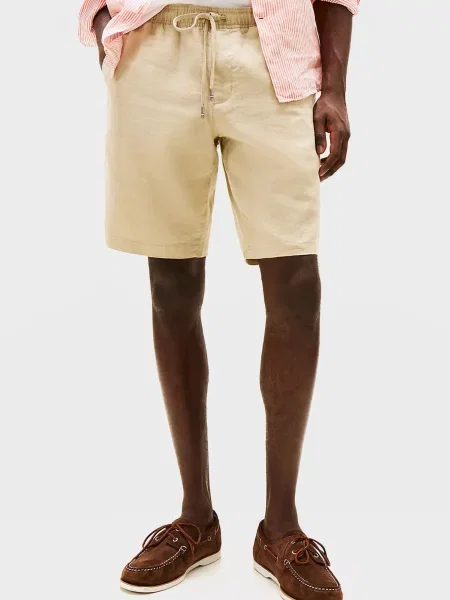 Лляні шорти Tommy Hilfiger бежеві