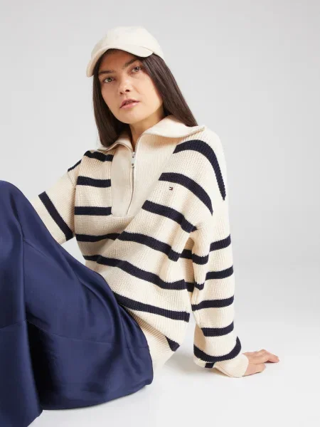Tommy Hilfiger Pulover CO CARDI STITCH ZIP SWT alb