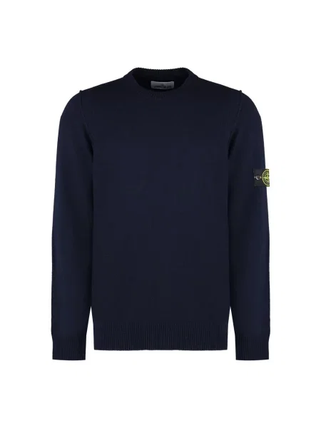 Sweter Stone Island wełniany z kamieniami niebieski