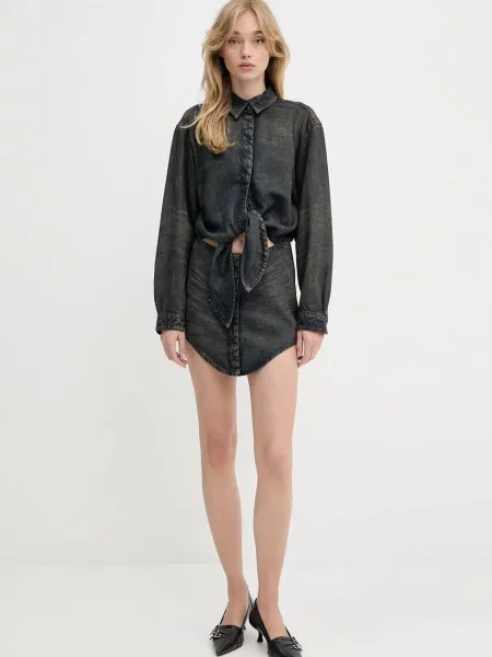 Diesel sukienka DE-SUSAN-S szary midi prosta niebieska