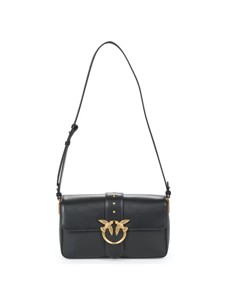 Usnjena klasična pisemska torbica Pinko črna