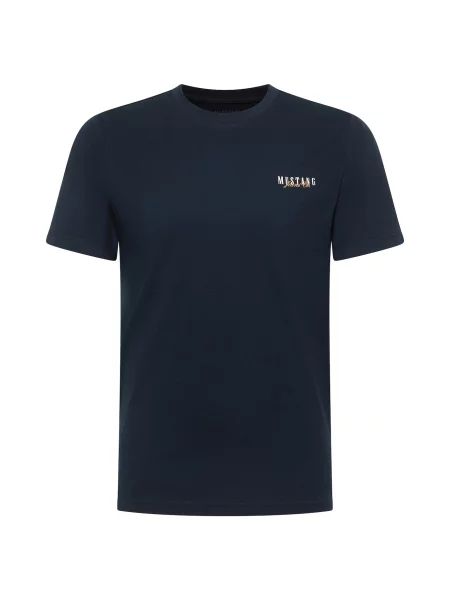 MUSTANG Tricou Austin bleumarin / maro alb