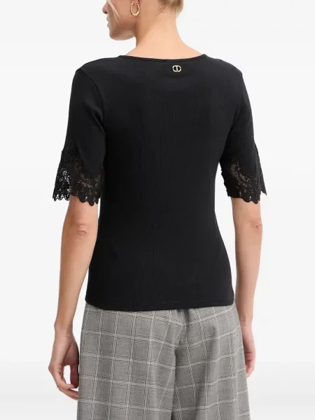 Tricou Twinset din dantelă negru