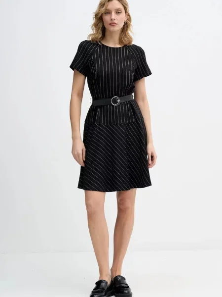 Dkny sukienka mini rozkloszowana czarny