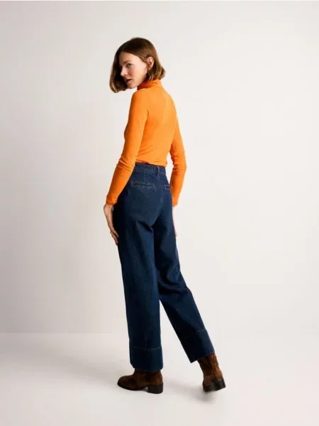 Reserved Blugi wide leg bleumarin