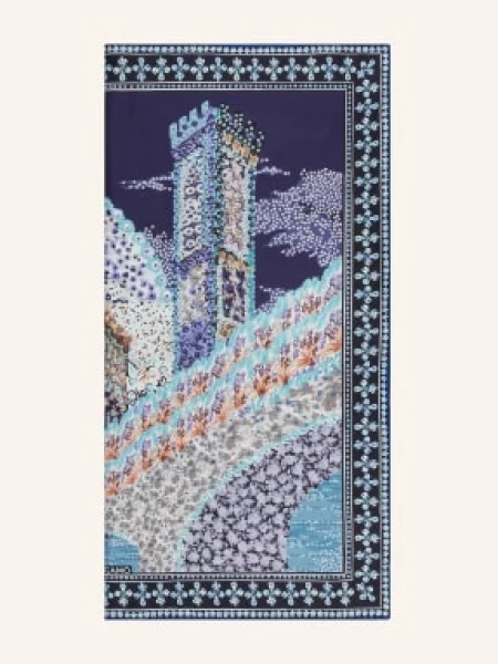 Ferragamo Jedwabna Chusta blau granatowa