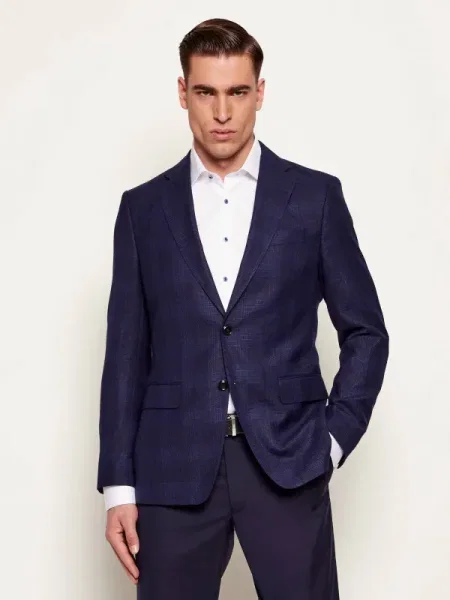 BOSS BLACK Zakó gyapjú hozzáadásával fekete