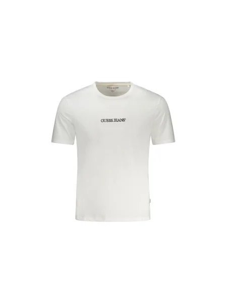 Tricou Guess Jeans cu autograf alb