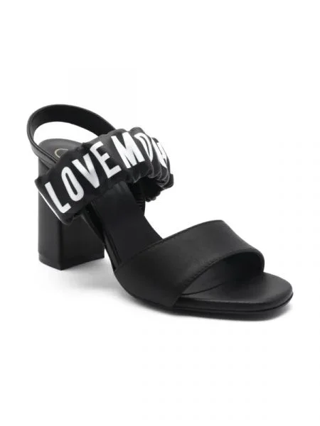 Love Moschino Bőr blokksarkú szandál fekete